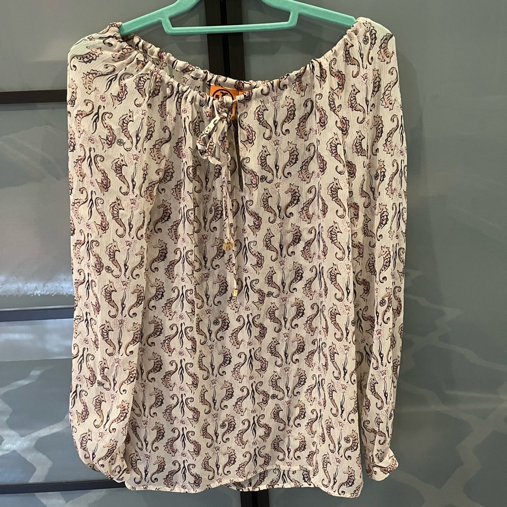Tory Burch sheer seahorse print blouse 2